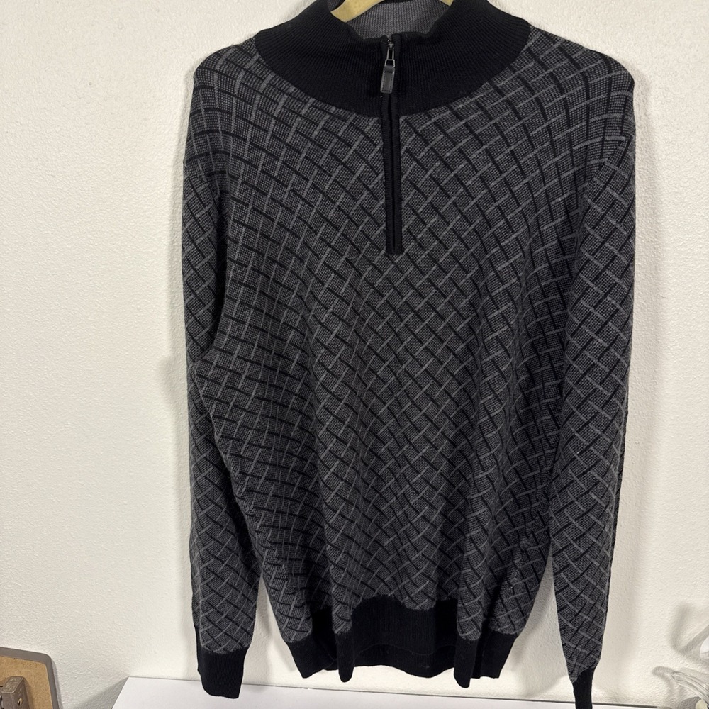 JOS. A. BANK Traveler L Knit 100% Merino Wool Pullover Zip Neck B1